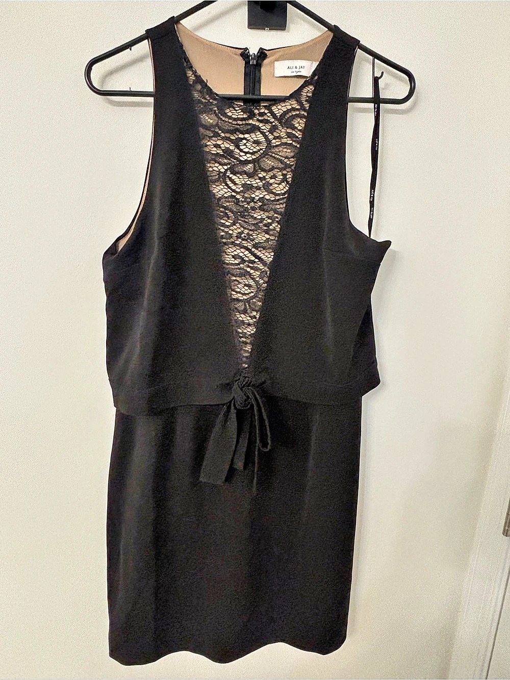 Ali & Jay Black Lace Panel Mini Dress Size Large Like New